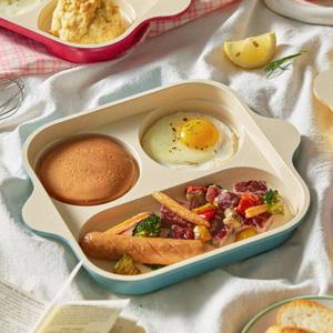 로이첸 IH 컬러 세라믹 3구 에그팬 브런치 팬케이크 토스트 계란 후라이팬 (핸들미포함)