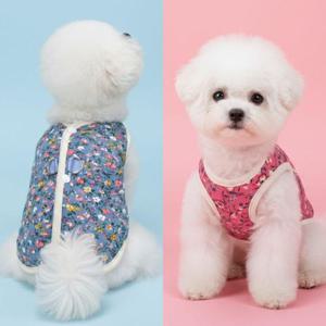 강아지 고양이 김장 할머니 할매 조끼 꽃무늬 애견 WFMD8AN