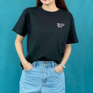 [셀러허브_여성트랜드패션]해브어굿데이 로고티 여성면티 레이어드 반팔티