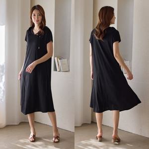 [우일인견] 빅사이즈 소프트스판 후드 롱 원피스