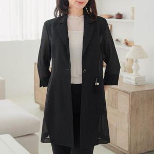 [드리다]여성 여름 시스루 7부 스판 빅사이즈 정장 롱 자켓 40-50대 미시 중년여성 엄마옷 하객 상견례 ..