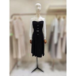 갤러리아_[케네스레이디](E509) 오픈카라 배색 플레어원피스 (EWOPPJ0300)