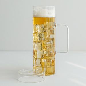 인블룸 대용량 모던 강화유리 머그컵 1000ml(뚜껑포함)