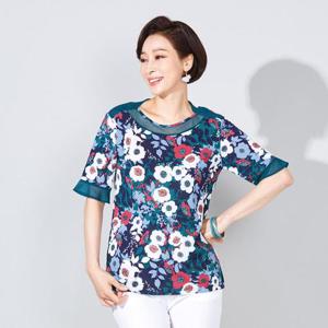 [마담엘레강스][마담엘레강스] 아네모네 메시배색 블라우스 K191BL08