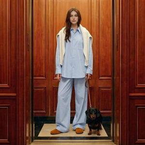 갤러리아_[오르시떼] 남녀공용 H005 아쥬르헤이븐 긴소매 파자마 세트