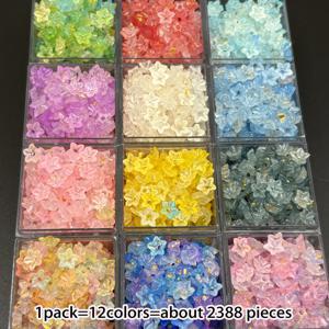 TEMU 2388개 6.2mm 5엽 아크릴 비즈 12가지 색상 세트. 주얼리 제작, 의류 장식 및 미술 용품에 적합 - 크리스마스 및 할로윈 선물 장식에 완벽