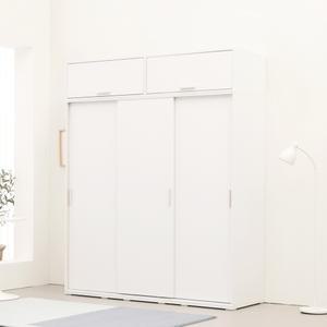 동서가구 큐브 1800 뎀퍼 3도어 옷장(행거형)＋큐브 900상부장 2EA 옷장세트 DF923529