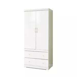 원룸기숙사 시스템가구 2단 서랍장 행거옷장(80cm) 인테리어 행거장 미니