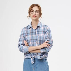 2025 가을 신상 루즈핏 여성 체크 셔츠 캐주얼 디자인 블라우스 및 탑 브랜드 대학 스타일 여성 체크 셔츠 의류