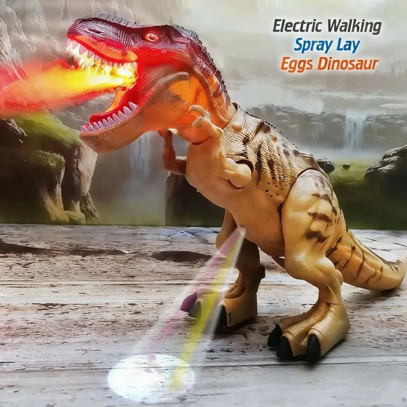 전동 장난감 대형 사이즈 걷는 스프레이 알 낳는 공룡 로봇, 빛과 소리 기능이 있는 어린이용 기계 공룡 모델 장난감