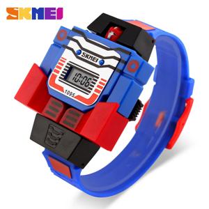 SKMEI 어린이 시계 LED 디지털 어린이 만화 스포츠 시계 로봇 변환 장난감 소년 손목 시계 montre enfant 1095
