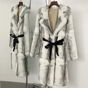 여성용 진짜 여우 모피 코트, 고급스러운 모피, 두꺼운 따뜻한 후드, 진짜 토끼 모피 코트, 긴 천연 모피 코트, 2024 가을 겨울