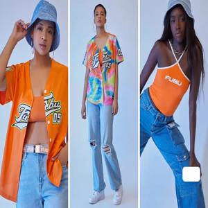 하이엔드 패션 브랜드 Fubu F21 협업 반팔 야구 저지 에스닉 무대 의상 여성 가을 패션
