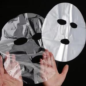 100-500pcs 일회용 플라스틱 필름 풀 페이스 클리너 마스크 넥 스티커 종이 투명 마스크 랩 페이셜 뷰티 메이크업 도구
