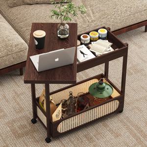 바퀴가 달린 이동식 접이식 커피 테이블 거실 소파 사이드 테이블
