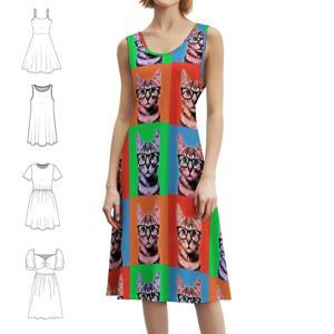 팝 아트 긱 캣 프린트 / 홈 데코 / 월 아트 / 여성 스트리트웨어 파티 드레스 트렌디 프린트 클럽 의류 여성용
