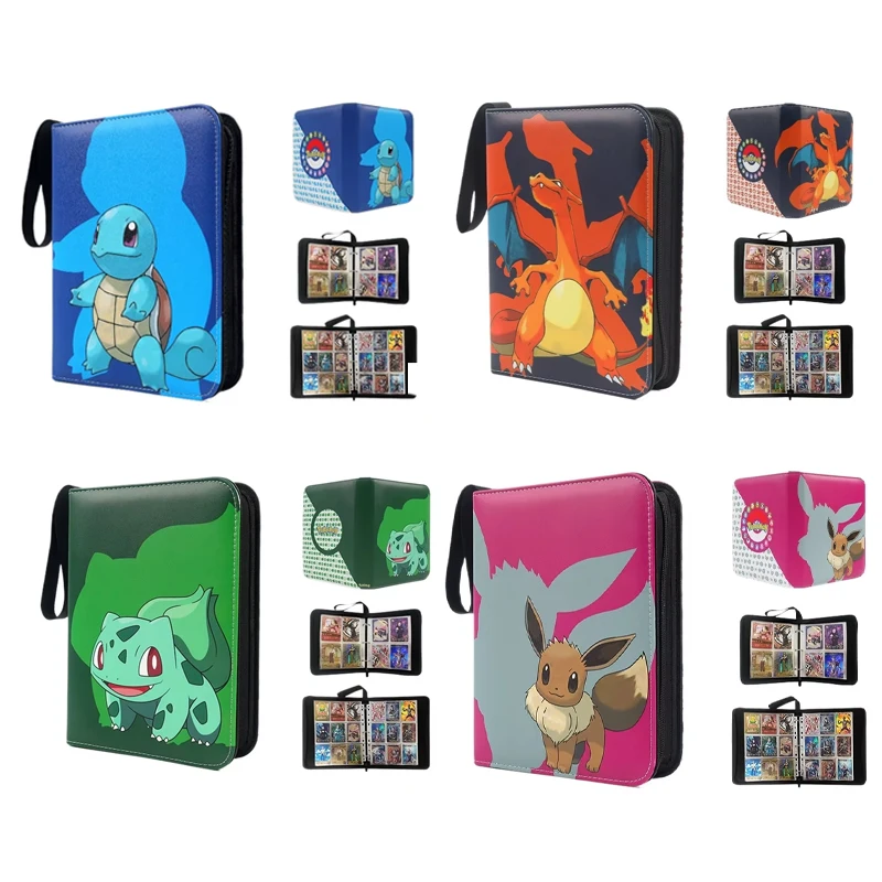 포켓몬 카드 애니메이션 피규어 카드 보관 가방 사진 앨범 수집 앨범 루즈 리프 PU 지퍼 게임 킹 팬 피카츄 카드 팩 장난감
