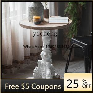 ZZ 컨트리 스타일 소형 원형 테이블 발코니 마당 커피 테이블 가정용 식탁 B&B 레저 커피숍