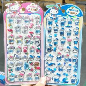 새로운 핫 헬로키티 3D 크리스탈 스티커 마카롱 시리즈 크리스탈 릴리프 솔리드 스티커 DIY 폰케이스 헤어 악세사리 어린이 선물