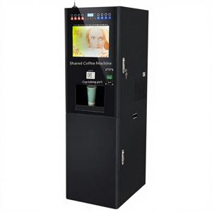 자동 커피 머신 동전 투입 스테인리스 스틸 11-15컵 블랙 온냉 인스턴트 커피 주스 우유 차 음료