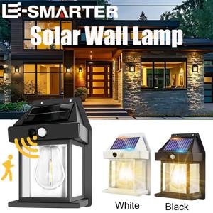 태양광 LED 벽등 야외 모션 센서 조명 3가지 모드 방수 파티오 데크 현관 창고 차고 안전 조명 램프