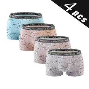 4 개/몫 남자 팬티 스트라이프 인쇄 학생 빠른 건조 남자 속옷 복서 섹시한 U 볼록한 남성 통기성 섹시한 속옷