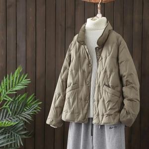 여성용 얇은 화이트 덕 다운 재킷 파카, 짧은 다운 코트, 싱글 브레스트, 빅 사이즈 퍼퍼 아우터, 따뜻한 라이트, 가을, 겨울