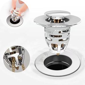 욕실 싱크 플러그 스토퍼 세면기 범용 프레스 워터 플러그 드레이너 필터 안티 블로킹 냄새 방지 분지 액세서리