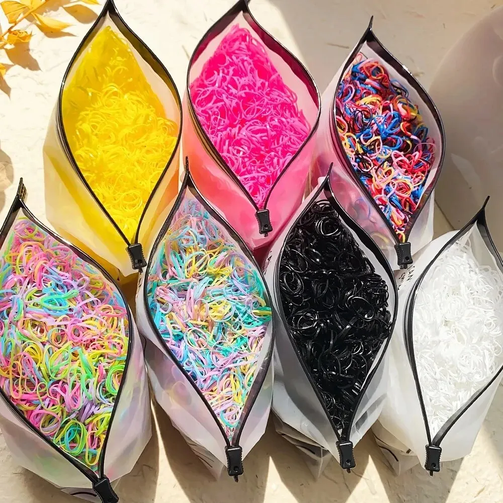 1000Pcs 다채로운 작은 일회용 헤어 밴드 Scrunchie 여자 탄성 고무 밴드 포니 테일 홀더 헤어 액세서리 헤어 넥타이