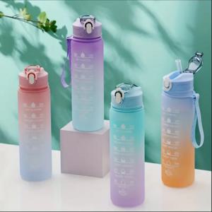 700ml 스포츠 물병 고온 방지 졸업 밀짚 컵 무지개 서리로 덥은 프로그레시브 컬러 워터 컵 플라스틱 컵