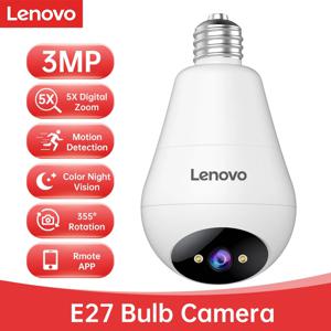 레노버 3MP E27 전구 IP WiFi 카메라 실내 비디오 감시 카메라 컬러 야간 AI 추적 스마트 홈 베이비 모니터 CCTV 카메라