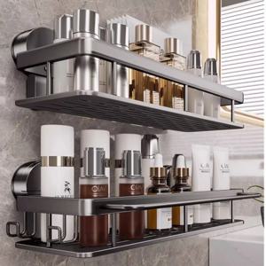 무타공 흡착식 욕실 선반 화장실 알루미늄 걸이형 선반 욕실 정리함 벽걸이