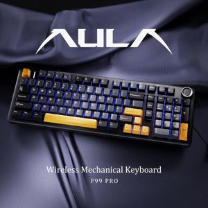 AULA F99PRO 게이밍 기계식 키보드 99키 3가지 모드 무선 핫스왑 가능 가스켓 구조 커스텀 키보드 (미디어 노브 포함)