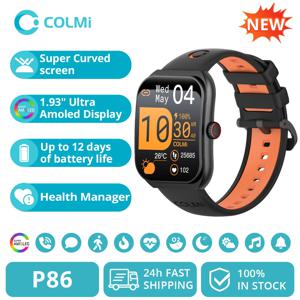 새로운 COLMI P86 1.93인치 AMOLED 스마트워치 남성 건강 관리자 블루투스 통화 IP68 방수 스마트워치 여성용 샤오미 iOS 폰용