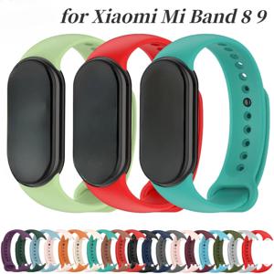 Xiaomi Mi Band 8 9 용 실리콘 스트랩 Mi Band 8 9 액세서리 용 Smartwatch 교체 소프트 팔찌 손목 밴드 벨트