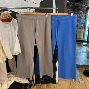 솔리드 드로우 스트링 요가 바지 여성 가을 ​​생 헴 로우 허리 스트레이트 스웨트 팬츠 여성 빈티지 streetwear 스위트 코튼 바지