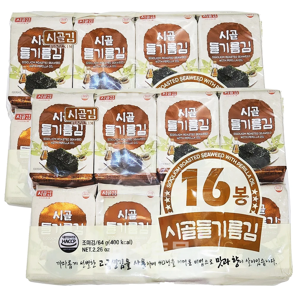 시골김 시골 들기름김(4g X 16개입) 64g 2개