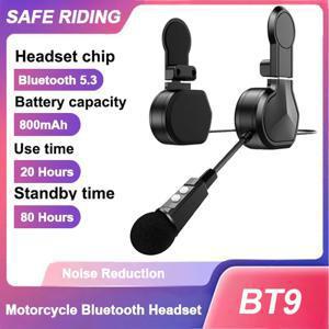 클립 홀더가있는 BT9 오토바이 블루투스 헬멧 헤드셋 800mAh 방수 음성 제어 핸즈프리 통화 음악 플레이어 스피커