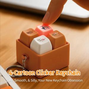트랄랄랄라 나무 인형 열쇠고리, 4버튼 피젯 클릭커 장난감, 귀여운 밈 & 애니메이션에서 영감을 받은 액세서리, 친구와 팬들을 위한 재미있는 선물
