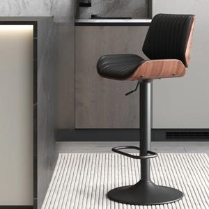 원목 하이 바 체어 가정용 식탁 가구 북유럽 가죽 바 스툴 디자이너 모던 심플 아일랜드 식탁 의자 회전 바 스툴