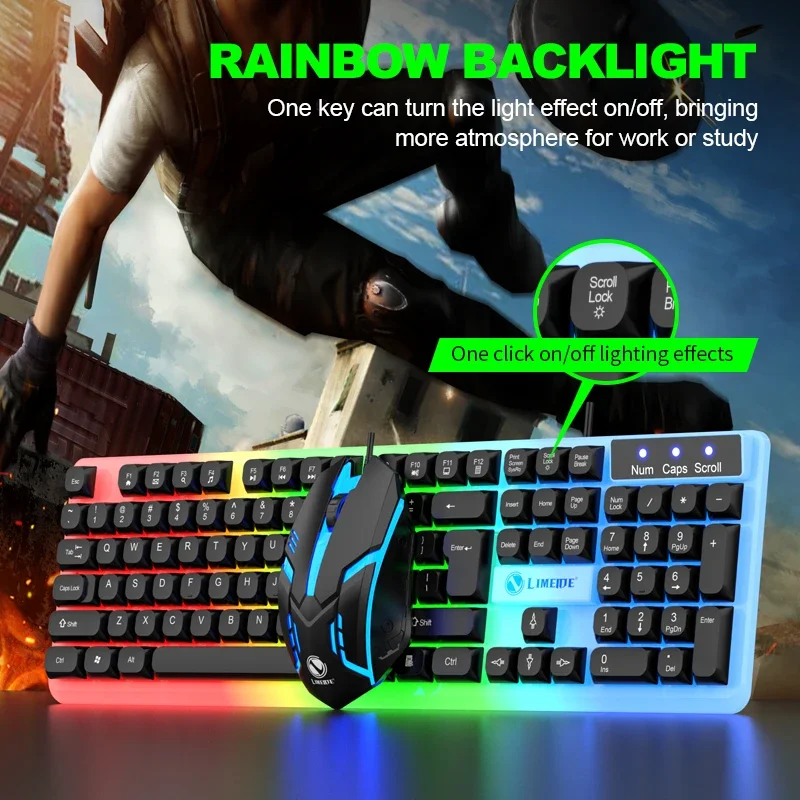 NG GTX350 게임용 키보드 마우스 콤보 컴퓨터 노트북 백라이트 게이머 키트 LED 유선 Usb 키보드 GTX350 세트-블랙