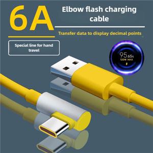 120W 6A USB C타입 고속 충전 케이블 90도 엘보우형 샤오미 미 14 13 12 프로 포코 F4 X5 레드미 노트 13 12 K60 터보 C 케이블