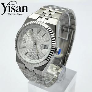 Yisan 40mm 기계식 남성용 시계 무균 화이트 다이얼 사파이어 글래스 방수 고급형 미요타 8215 NH35 무브먼트