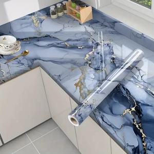 블루 마블 셀프 접착식 PVC 벽지 주방 스토브 기름 방지 스티커 홈 데코레이션 건축 자재 장식용 벽지