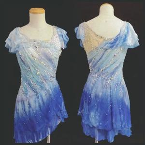 여아 아이스 스케이팅 스커트 드레스 스판덱스 고탄력 전문 경기용 스케이팅 의류 보온 클래식 라인스톤