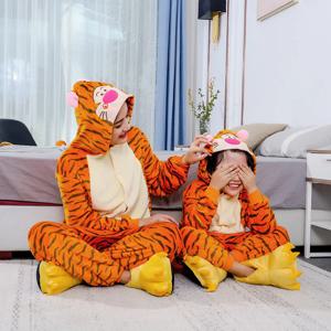점프 타이거 애니메이션 잠옷 세트 여성 남성 unisex 만화 onesies 성인 동물 점프 슈트 잠옷 잠옷 원피스 정장 의상