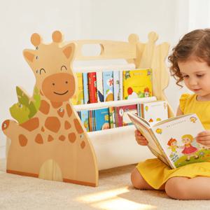 2단 아기 책꽂이 양면 수납 몬테소리 나무 책장 아기방 놀이방 교실 및 침실 장식용