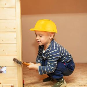 5Pcs 유아 건설 안전모 밝은 노란색 플라스틱 안전 헬멧 건설 역할 놀이 파티 드레스업 어린이 놀이 시간