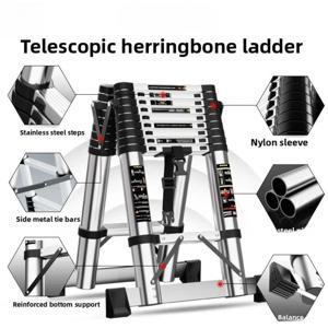 두꺼운 스테인리스 텔레스코픽 사다리, 지그재그 사다리, 휴대용 접이식 사다리, 장식 및 유지보수용 발판 사다리