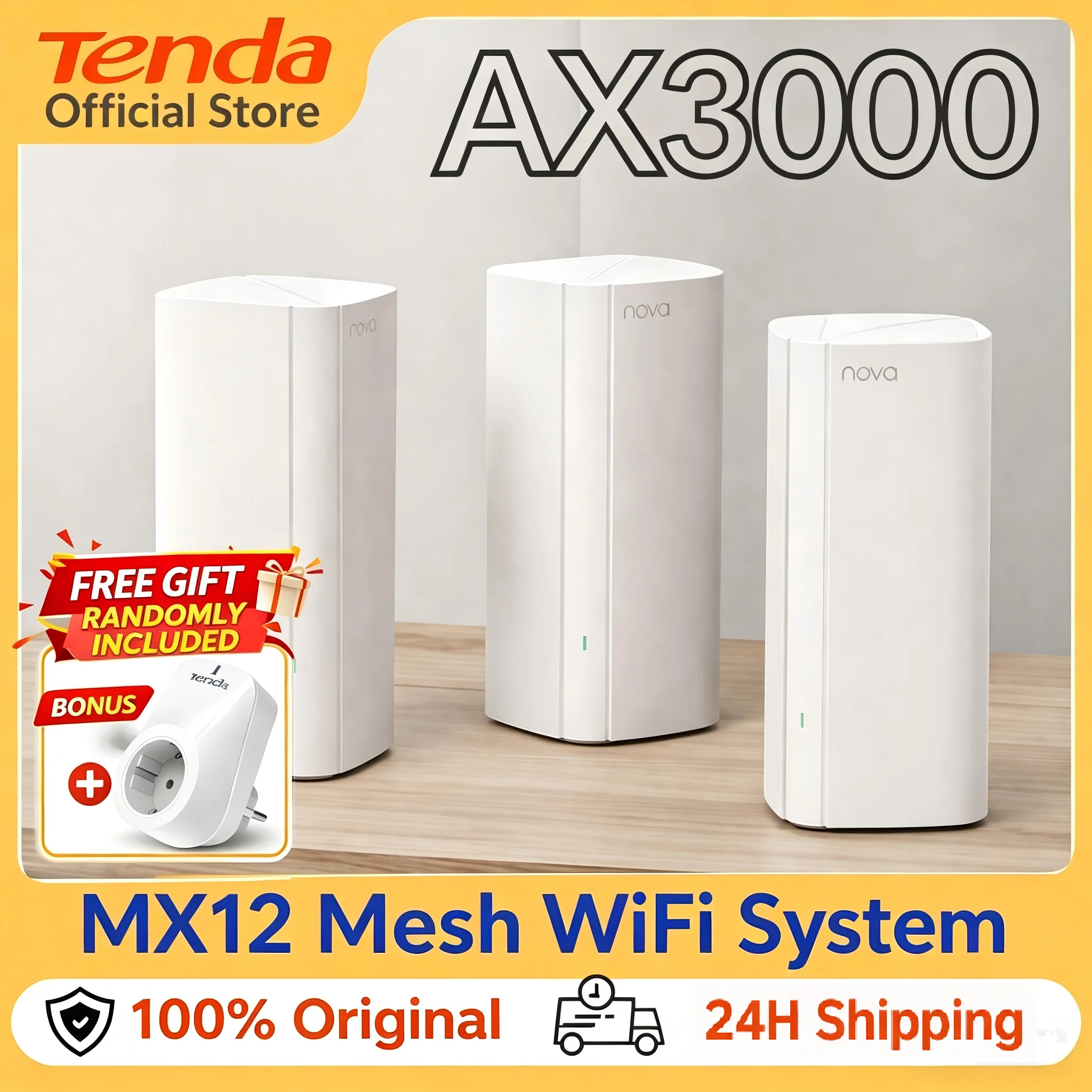 텐다 AX3000 WiFi6 메시 시스템 EX/MX12 무선 공유기 Wi-Fi6 메시 와이파이 공유기 최대 7000 평방피트 와이파이 범위 확장기 WIFI 6 메시
